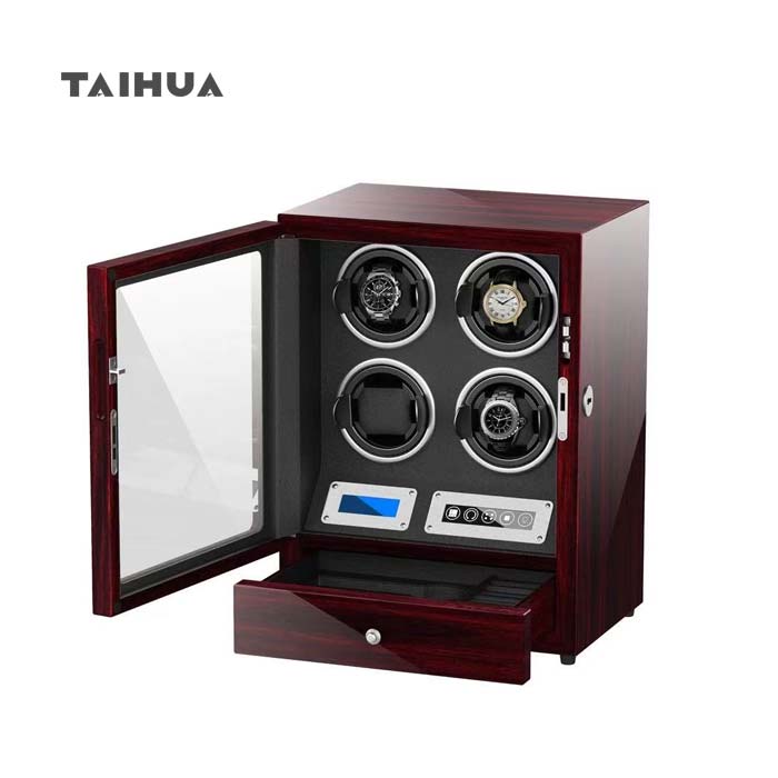 Luxury 4 Watch Winder Box with Storage
