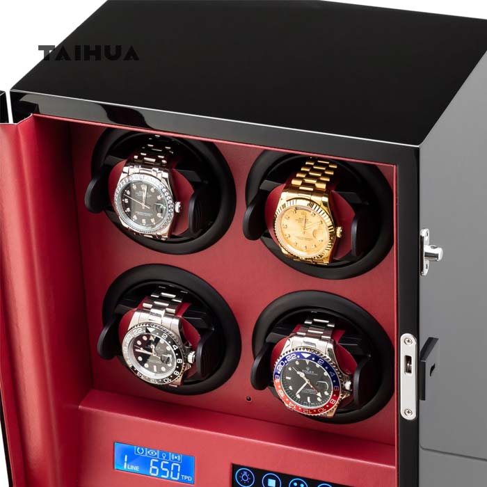 Luxury 4 Watch Winder Box with Storage