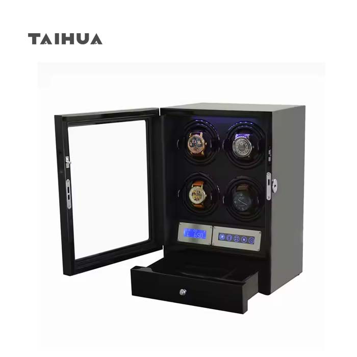 Luxury 4 Watch Winder Box with Storage