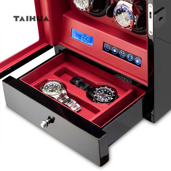 Luxury 4 Watch Winder Box with Storage