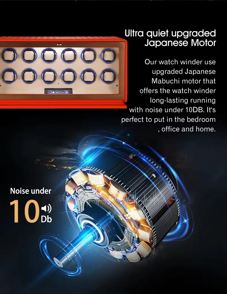 Orange Leather Watch Winder 12 Watches
